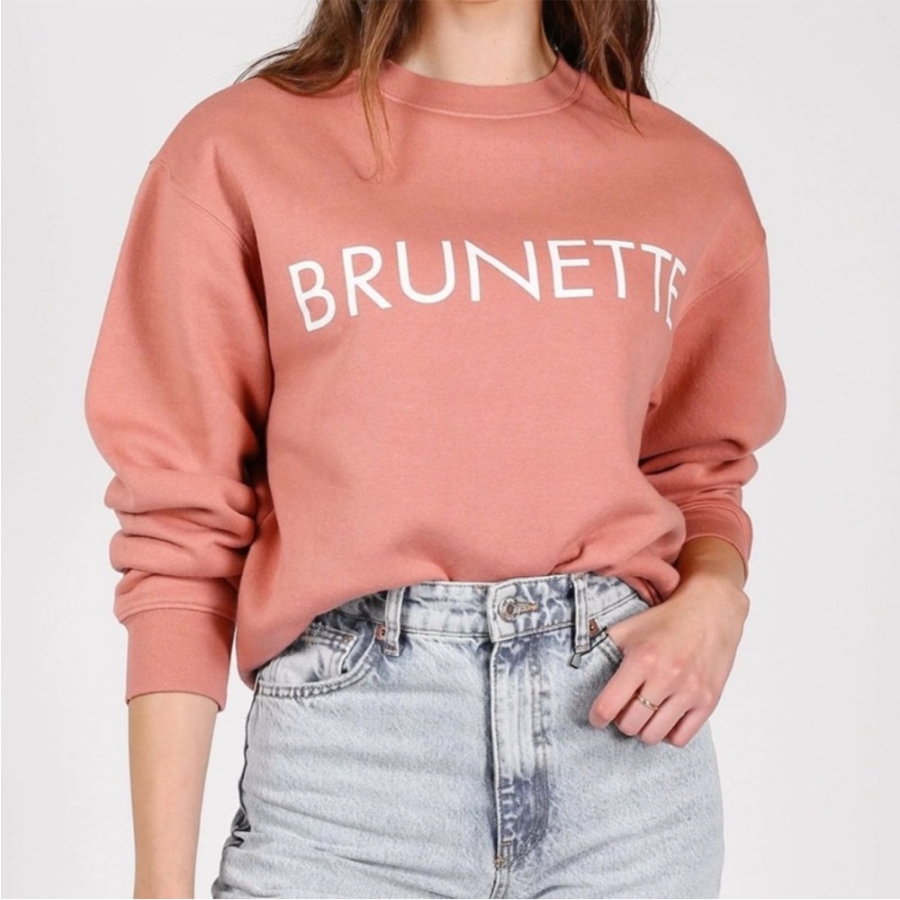 BRUNETTE THE LABEL BRUNETTE CREW NECK SWEATSHIRT IN ROSE BLUSH - NWOT
